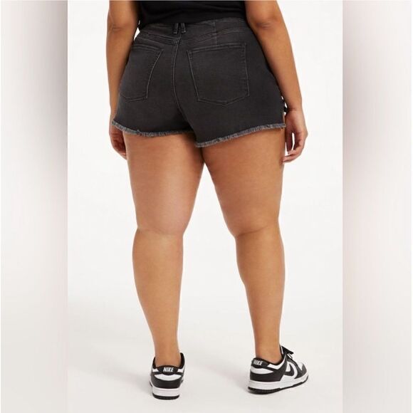 Good American Womens Good Curve Distressed High Waist Cutoff Shorts Plus Size 22 - Picture 11 of 13